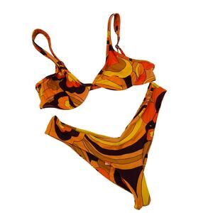 Urban Outfitters  orange retro groovy bikini